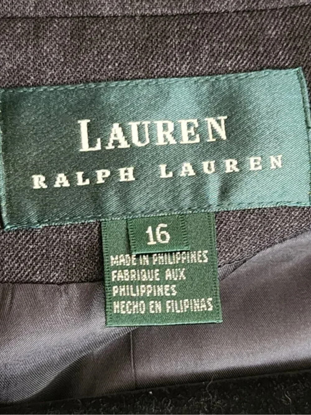 Lauren Ralph Lauren Gray Worsted Wool Full Zip High Neck Jacket